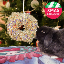 Load image into Gallery viewer, Rosewood Naturals Winter Flower 'n Hay Wreath Hanging Treat