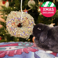 Load image into Gallery viewer, Rosewood Naturals Winter Flower 'n Hay Wreath Hanging Treat