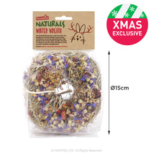 Load image into Gallery viewer, Rosewood Naturals Winter Flower 'n Hay Wreath Hanging Treat