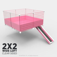 Load image into Gallery viewer, Ozzy Cages 2x2 C&C Wide Loft Kit - Clear Sided - C&C Guinea Pig Cage Enclosure - Pink
