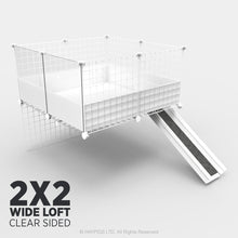 Load image into Gallery viewer, Ozzy Cages 2x2 C&C Wide Loft Kit - Clear Sided - C&C Guinea Pig Cage Enclosure - White