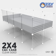 Load image into Gallery viewer, Ozzy Cages 2x4 C&C Enclosure - Clear Sided - C&C Guinea Pig Cage Enclosure - Ozzy Cages - Grey - Stand