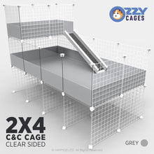 Load image into Gallery viewer, Ozzy Cages 2x4 C&C Enclosure - Clear Sided - C&C Guinea Pig Cage Enclosure - Ozzy Cages - Grey - Stand - Loft