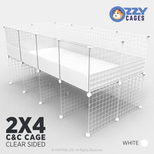 Load image into Gallery viewer, Ozzy Cages 2x4 C&C Enclosure - Clear Sided - C&C Guinea Pig Cage Enclosure - Ozzy Cages - White - Stand