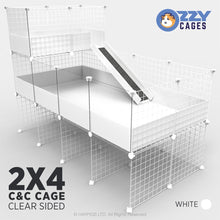 Load image into Gallery viewer, Ozzy Cages 2x4 C&C Enclosure - Clear Sided - C&C Guinea Pig Cage Enclosure - Ozzy Cages - White - Stand - Loft