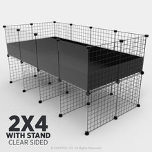 Load image into Gallery viewer, Ozzy Cages 2x4 C&C Enclosure - Clear Sided - C&C Guinea Pig Cage Enclosure - Ozzy Cages - Black - Stand