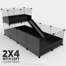 Load image into Gallery viewer, Ozzy Cages 2x4 C&C Enclosure - Clear Sided - C&C Guinea Pig Cage Enclosure - Ozzy Cages - Black - Loft