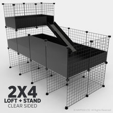 Load image into Gallery viewer, Ozzy Cages 2x4 C&C Enclosure - Clear Sided - C&C Guinea Pig Cage Enclosure - Ozzy Cages - Black - Stand - Loft