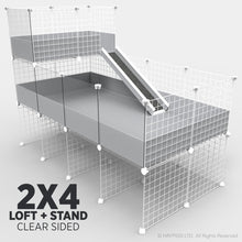 Load image into Gallery viewer, Ozzy Cages 2x4 C&C Enclosure - Clear Sided - C&C Guinea Pig Cage Enclosure - Ozzy Cages - Grey - Stand - Loft