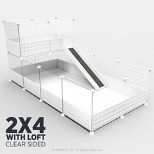 Load image into Gallery viewer, Ozzy Cages 2x4 C&C Enclosure - Clear Sided - C&C Guinea Pig Cage Enclosure - Ozzy Cages - White - Loft