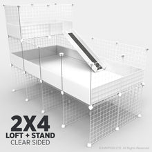 Load image into Gallery viewer, Ozzy Cages 2x4 C&C Enclosure - Clear Sided - C&C Guinea Pig Cage Enclosure - Ozzy Cages - White - Stand - Loft