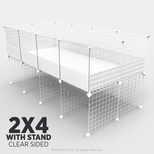 Load image into Gallery viewer, Ozzy Cages 2x4 C&C Enclosure - Clear Sided - C&C Guinea Pig Cage Enclosure - Ozzy Cages - White - Stand