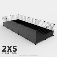Load image into Gallery viewer, Ozzy Cages 2x5 C&C Enclosure - Clear Sided - C&C Guinea Pig Cage - Black
