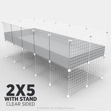 Load image into Gallery viewer, Ozzy Cages 2x5 C&C Enclosure - Clear Sided - C&C Guinea Pig Cage - Grey - Stand