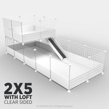 Load image into Gallery viewer, Ozzy Cages 2x5 C&C Enclosure - Clear Sided - C&C Guinea Pig Cage - White - Loft