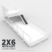 Load image into Gallery viewer, Ozzy Cages 2x6 C&C Enclosure - Clear Sided - C&C Guinea Pig Cage - White - Loft