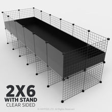 Load image into Gallery viewer, Ozzy Cages 2x6 C&C Enclosure - C&C Guinea Pig Cage - Black - Stand