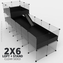 Load image into Gallery viewer, Ozzy Cages 2x6 C&C Enclosure - C&C Guinea Pig Cage - Black - Loft - Stand