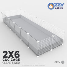 Load image into Gallery viewer, Ozzy Cages 2x6 C&C Enclosure - Clear Sided - Grey