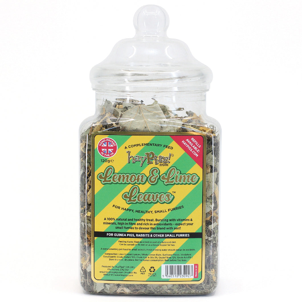 HayPigs!® Lemon & Lime Leaves™ (120g) in Large Collectors Jar