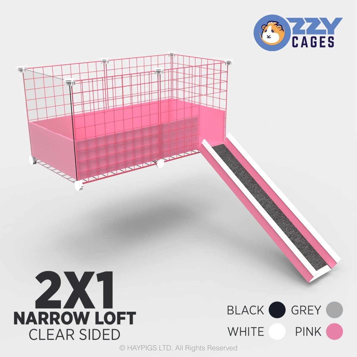 Ozzy Cages 2x1 C&C Narrow Loft Kit - Clear Sided – HAYPIGS