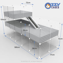 Load image into Gallery viewer, Ozzy Cages 2x5 C&C Enclosure - Clear Sided - C&C Guinea Pig Cage - Loft - Stand