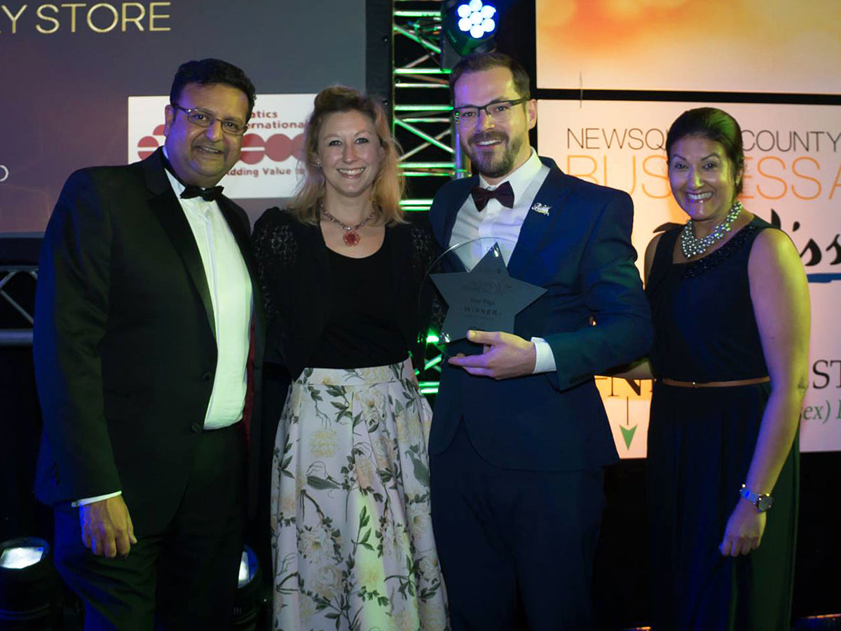 Rik and Helen Cridland with the New Company of the Year trophy at the Essex Business Awards 2018
