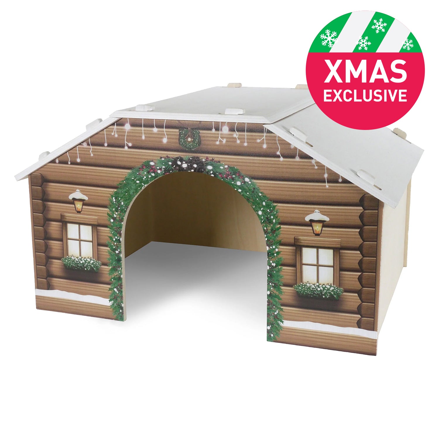Rosewood Cupid & Comet Winter Cabin Hideaway for Guinea Pigs and Small Rabbits