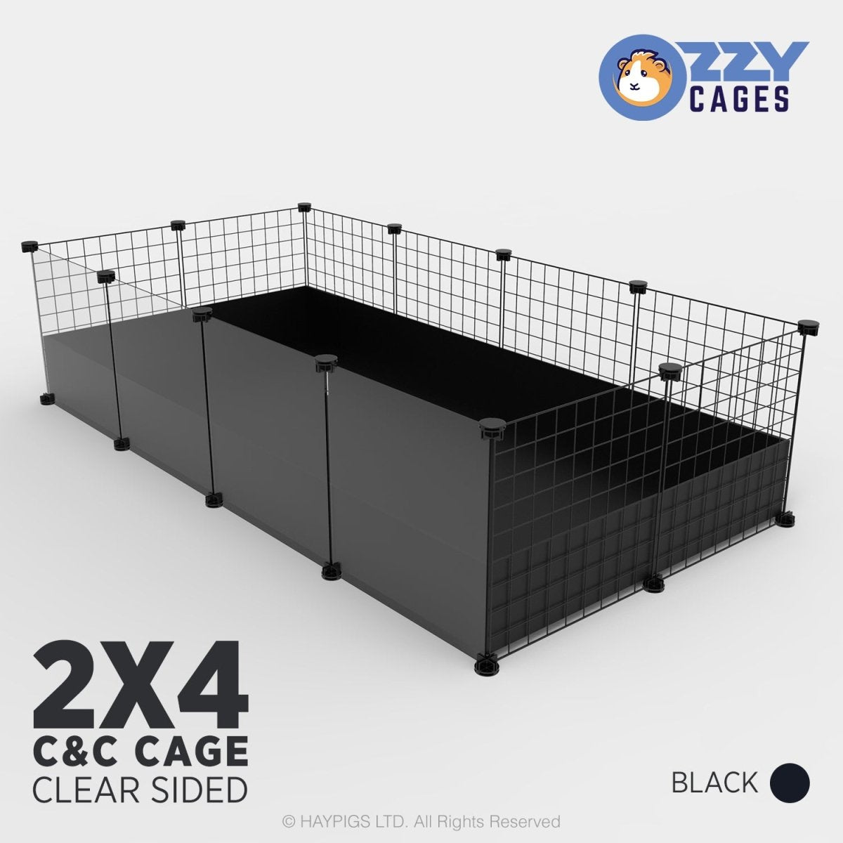 Ozzy Cages 2x4 C&C Enclosure - Clear Sided - Black – HAYPIGS