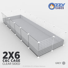 Load image into Gallery viewer, Ozzy Cages 2x6 C&amp;C Enclosure - Clear Sided - Grey
