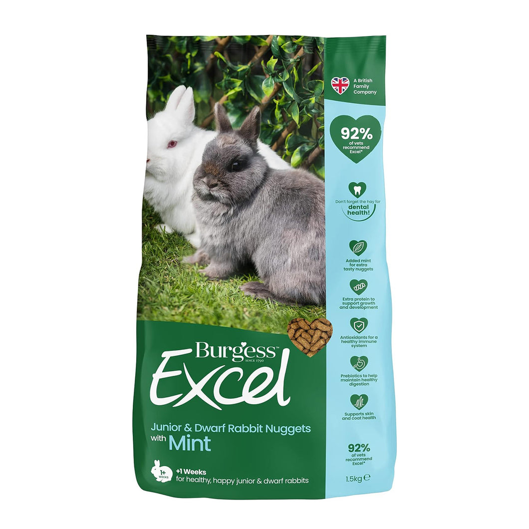 Burgess Excel Junior and Dwarf Nuggets with Mint Rabbit Food 1.5kg