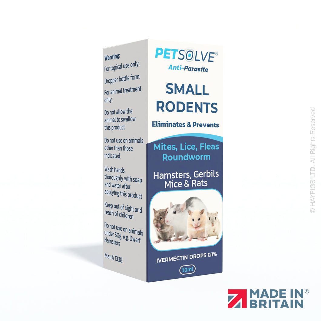 Petsolve Anti-Parasite - Small Rodents (Hamsters, Gerbils, Mice, Rats) - 10ml | 100 Drops