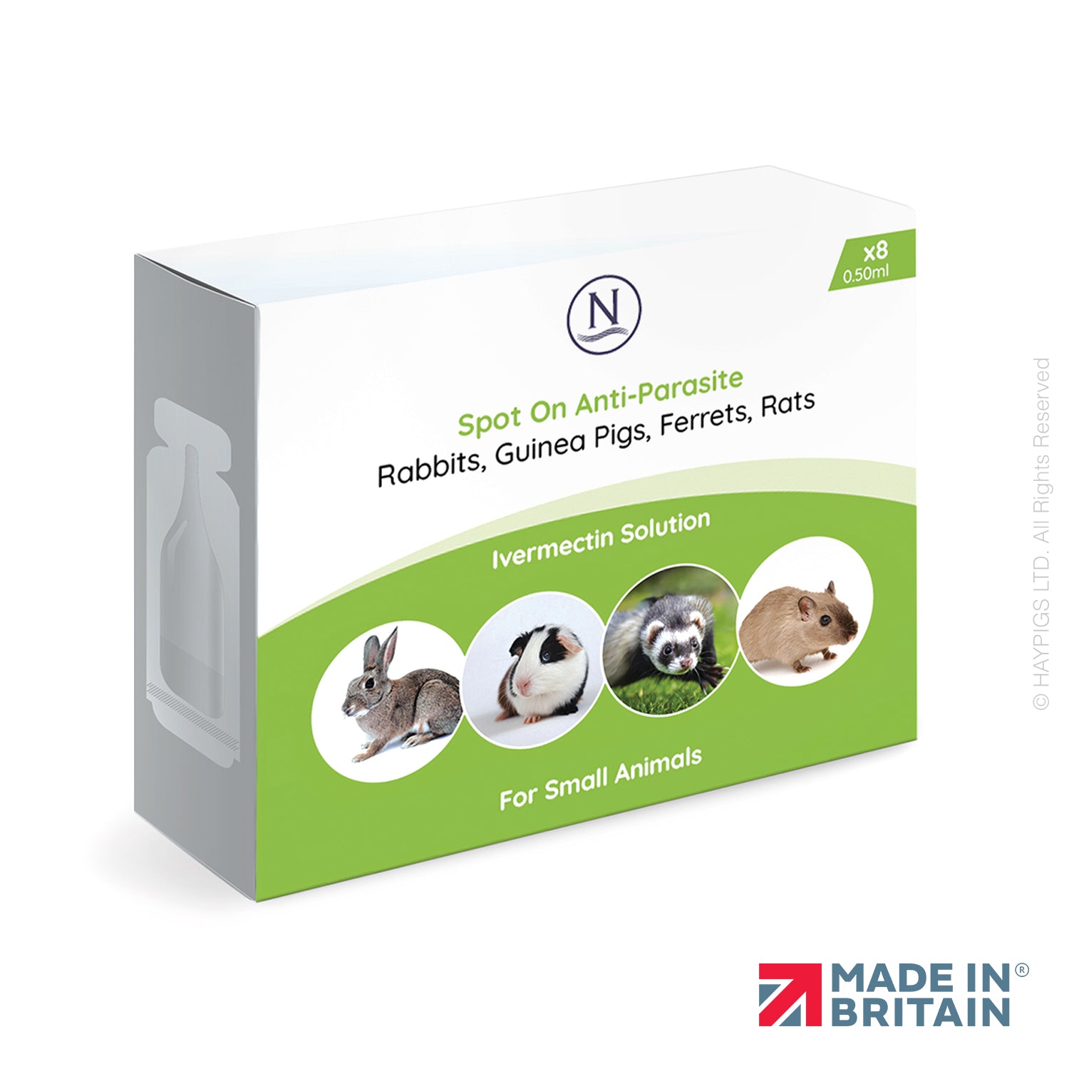 Naqua Spot-on (x8) Anti-Parasite Ivermectin for Small Animals (Rabbits ...