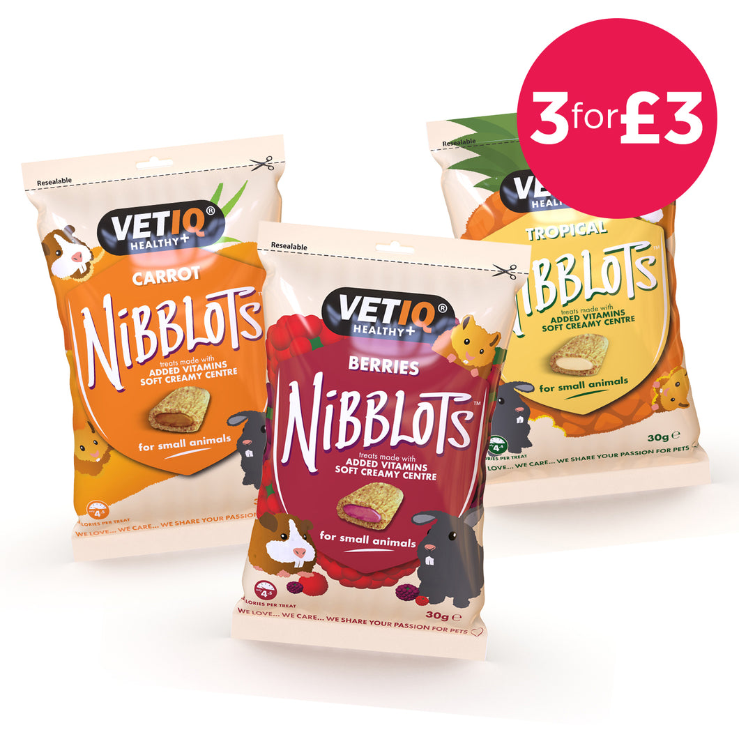 SPECIAL OFFER: VetIQ Nibblots Treats for Small Animals -  Pack of 3 for £3