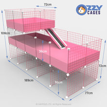 Load image into Gallery viewer, Guinea Pig 2x5 C&amp;C Enclosure with Clear Side – Pink
