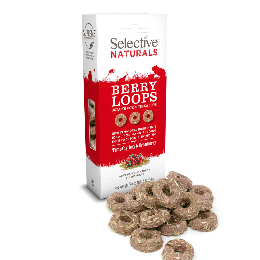 Selective Naturals Berry Loops with Cranberry and Timothy Hay, 80g